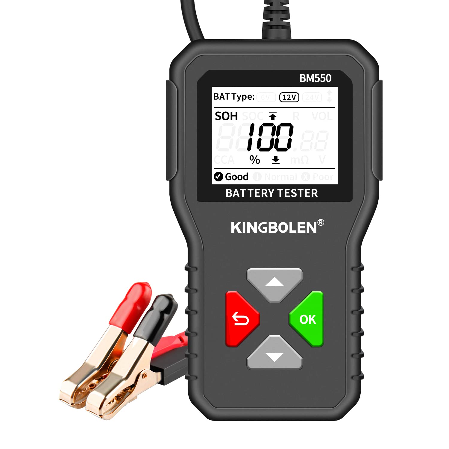 KINGBOLEN Comprobador de baterias de coche 24V/12V/6V