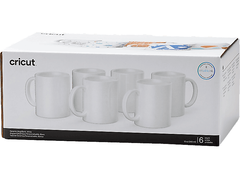 Accesorio para Plotter - Cricut Taza de cerámica personalizable, 340 ml , 6 uds., Blanco