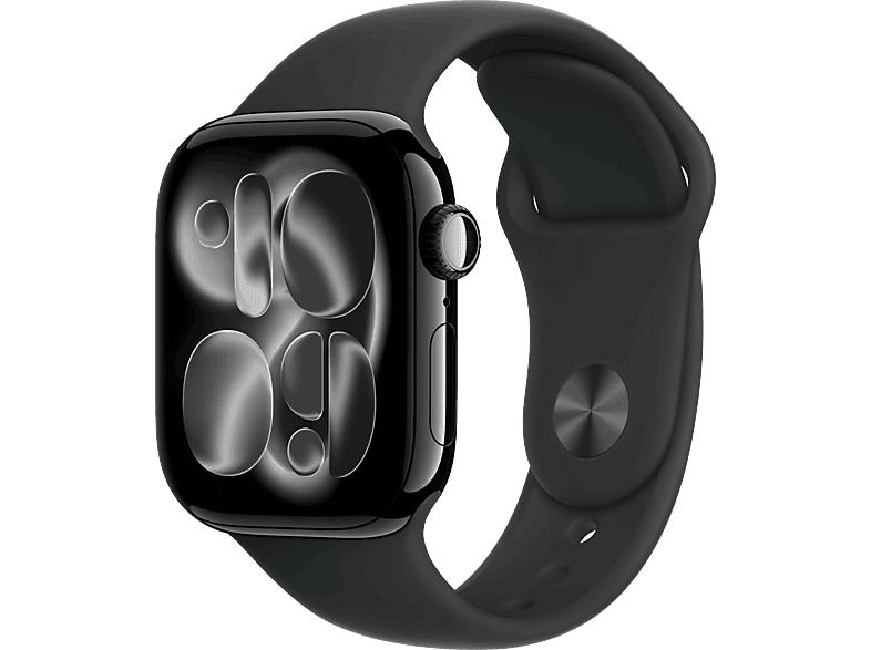 Apple Watch Series 11 (2025), GPS, 42 mm, Caja de aluminio Negro Azabache, Correa deportiva Negra, S/M, Calidad del sueño, 24h Autonomía
