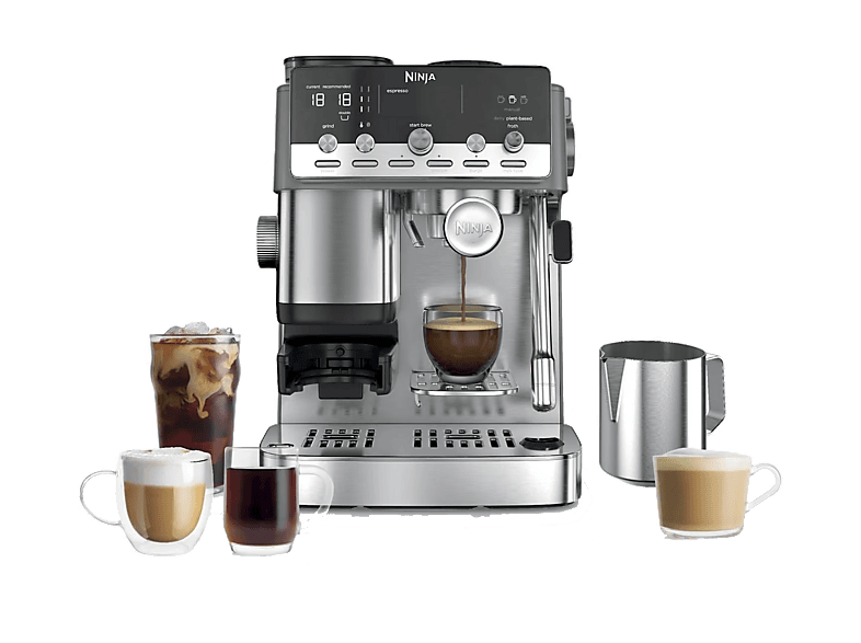 Cafetera express - Ninja ES352EU, 9 bar, 1650 W, 1.3 l, 1 taza, Space Gray