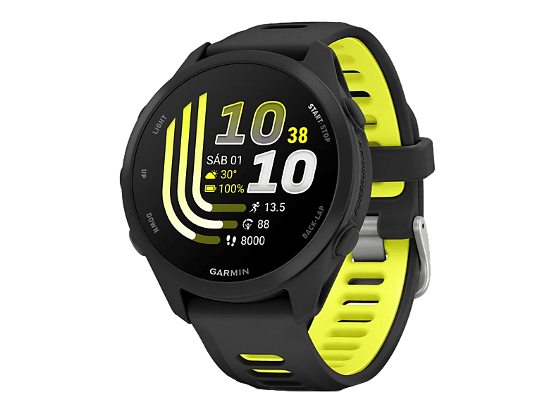 Reloj deportivo - Garmin Forerunner 170, Negro, 20 mm, Pantalla Táctil AMOLED de 1.2