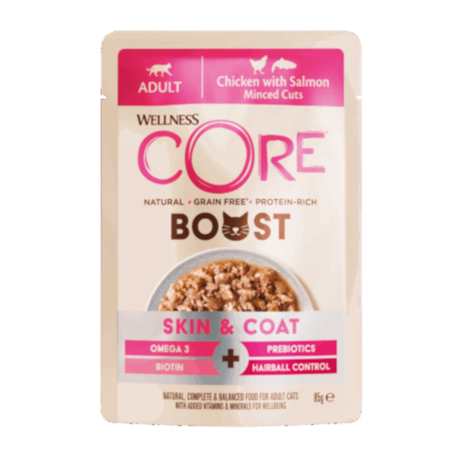85 g Wellness Core Boost Skin & Coat Pollo y Salmón sobre para gatos