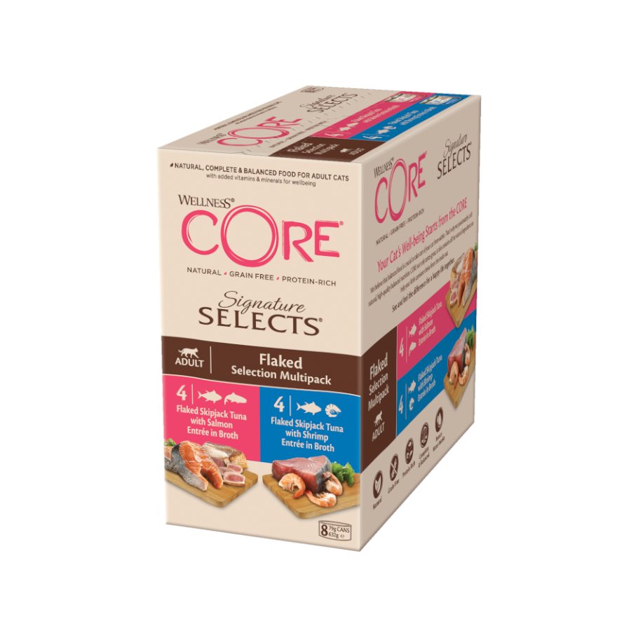 8 latas x 79 g Wellness Core Signature Selects Flaked Atún latas para gatos