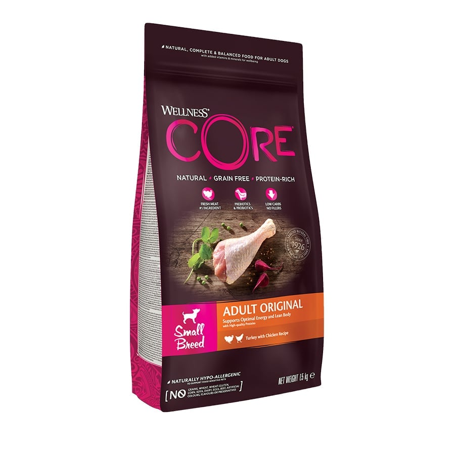 1.5 kg Wellness Core Adult Small Original Pavo y Pollo pienso para perros