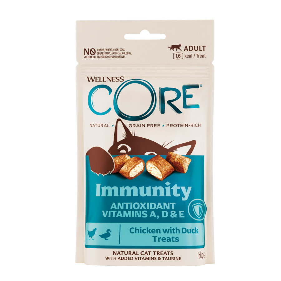 50 g Wellness Core Snacks Inmunitario Pollo y Pato para gatos