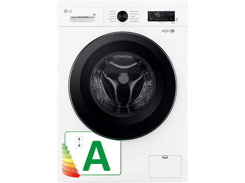 REACONDICIONADO Seminuevo Excelente Lavadora carga frontal - LG F4X1009NWK, 9 kg, 1400 rpm, 10 programas, AI Direct Drive™, Steam™, Blanco