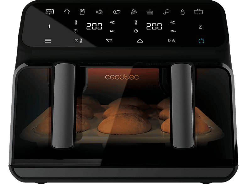 REACONDICIONADO Seminuevo Muy bueno Freidora de aire - Cecotec Cecofry Advance 9000 Window, 2850W, 9L, Opción dividir la cubeta en 2 4.5L, 6 Modos