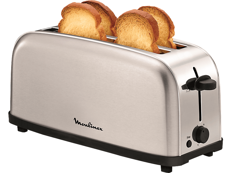 REACONDICIONADO Seminuevo Bueno Tostadora - Moulinex Classic LS330D11, 1400 W, 2 Ranuras Extralargas, 6 Niveles de tostado, Bandeja recogemigas