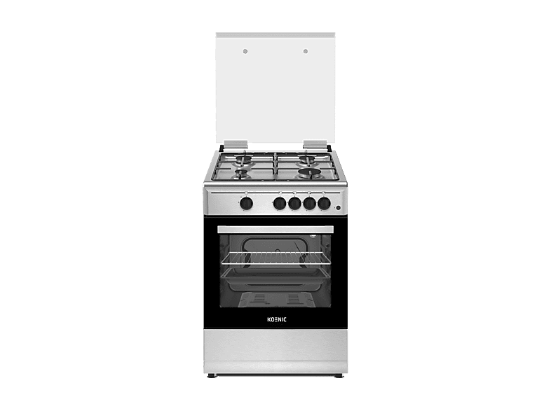 REACONDICIONADO Seminuevo Muy bueno Cocina a gas - KOENIC KFC 2421-4, 4 Zonas, Horno, Gas Butano, Libre instalación, Plata