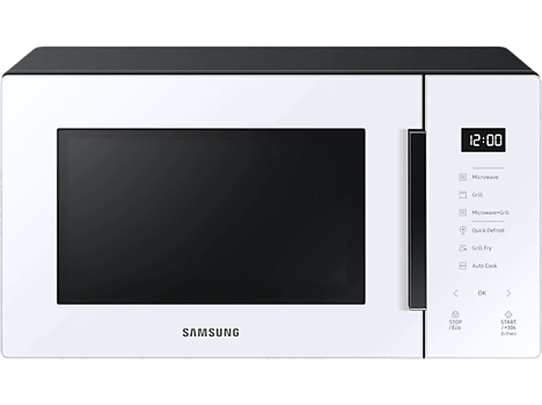 REACONDICIONADO Seminuevo Bueno Microondas con grill - Samsung MG23T5018CW/EC, 800W, 6 niveles, Modo Eco, 23l, Blanco