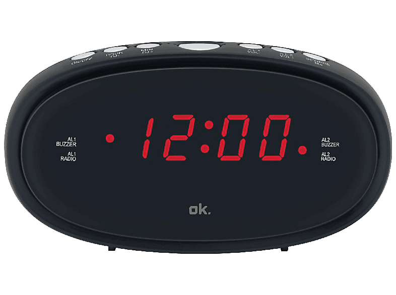 REACONDICIONADO Seminuevo Bueno Radio despertador - ok. OCR 210, 10 preselecciones, Temporizador de sueño, LED, Negro