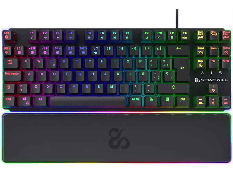 REACONDICIONADO Seminuevo Muy bueno Teclado gaming - Newskill Gungnyr pro TKL, USB 2.0, Teclas iluminadas, Antighosting, Con reposamuñecas, Negro