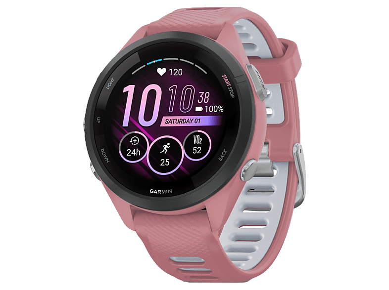 REACONDICIONADO Seminuevo Muy bueno Reloj deportivo - Garmin Forerunner 265S, Rosa/Blanco, 18mm, Pantalla Táctil AMOLED 1.1