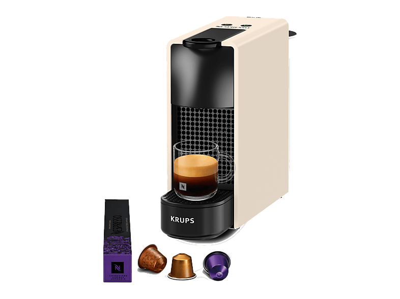 Cafetera de cápsulas - Krups Essenza Mini XN110, 19 bar, 1310 w, 0.6 L, Calentamiento en 30 s, Apagado automático, Blanco