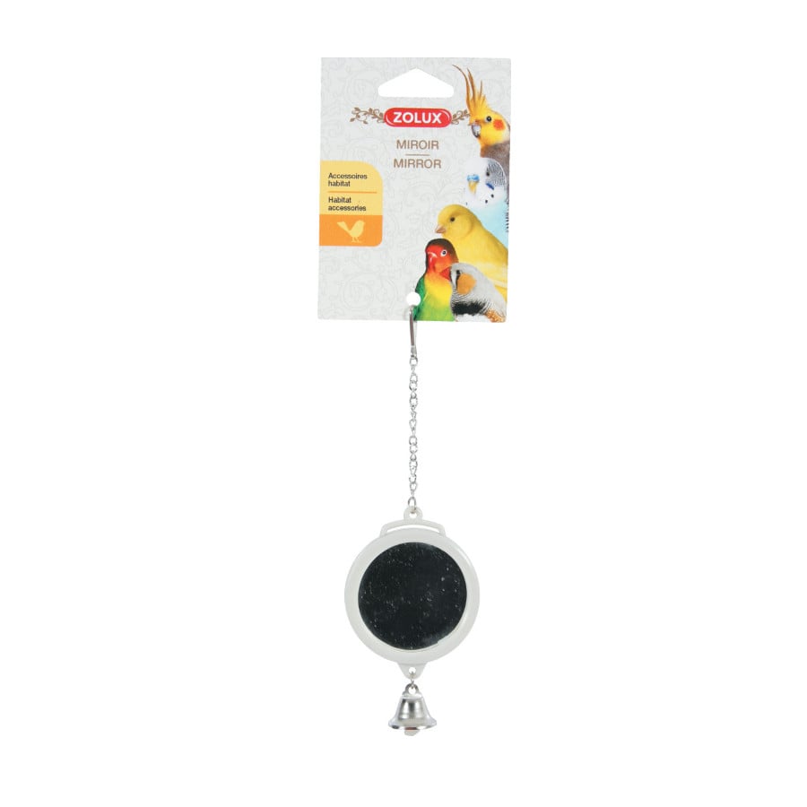 0.026 KG Zolux espejo redondo con campana juguete para pájaros