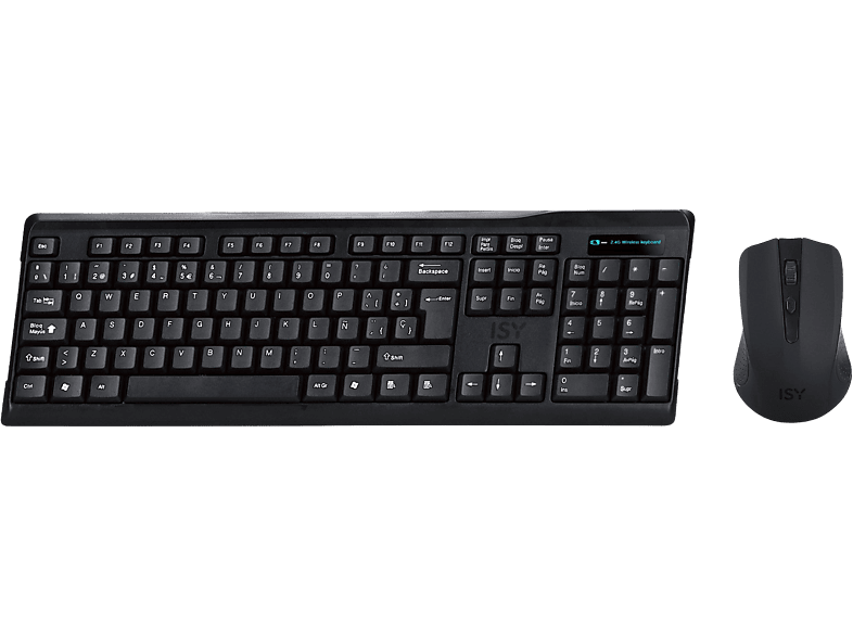 Pack Teclado + Ratón - ISY IDE-2500-ES, Inalámbrico, 2.4 GHz, USB, Negro