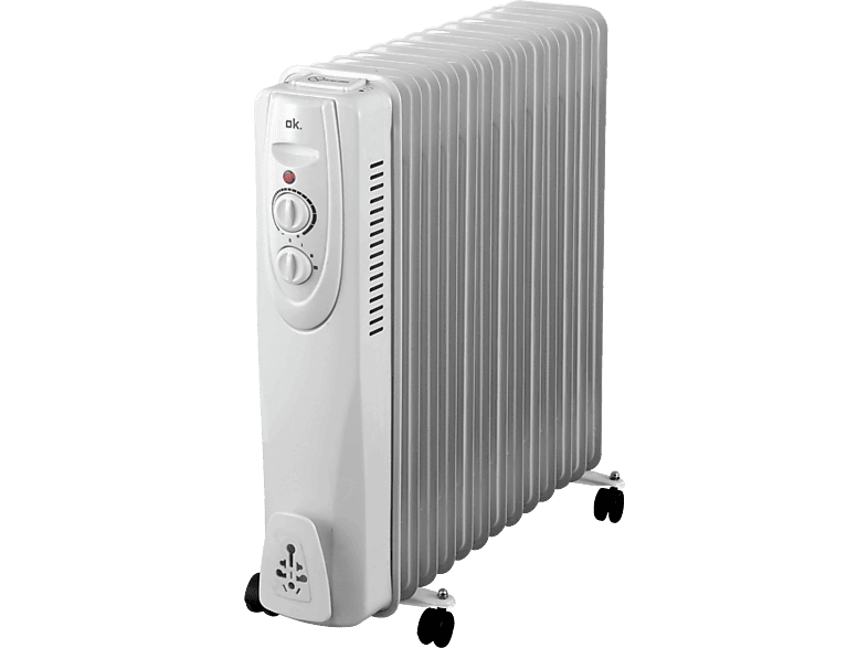 Radiador de aceite - ok. ORO 1112524 ES, 2500W, 3 niveles calor, 11 elementos, Protección sobrecalentamiento, Blanco