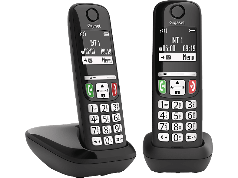 Teléfono - GIGASET E270, Duo, 100 contactos, Bloqueo de números, Compatible con ayudas auditivas, Negro