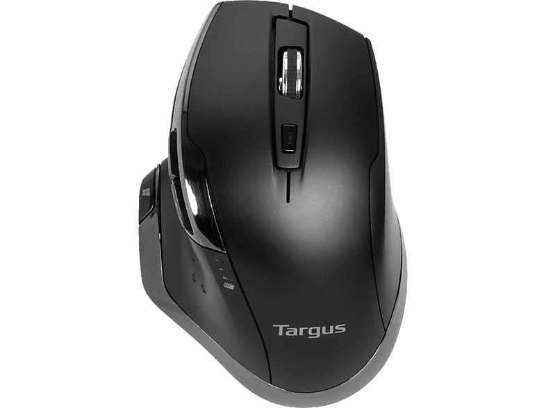 Ratón inalámbrico - Targus Ergo Wireless AMW584GL, Blue Trace, 1600 dpi, Ergonómico, Antimicrobiano, Negro