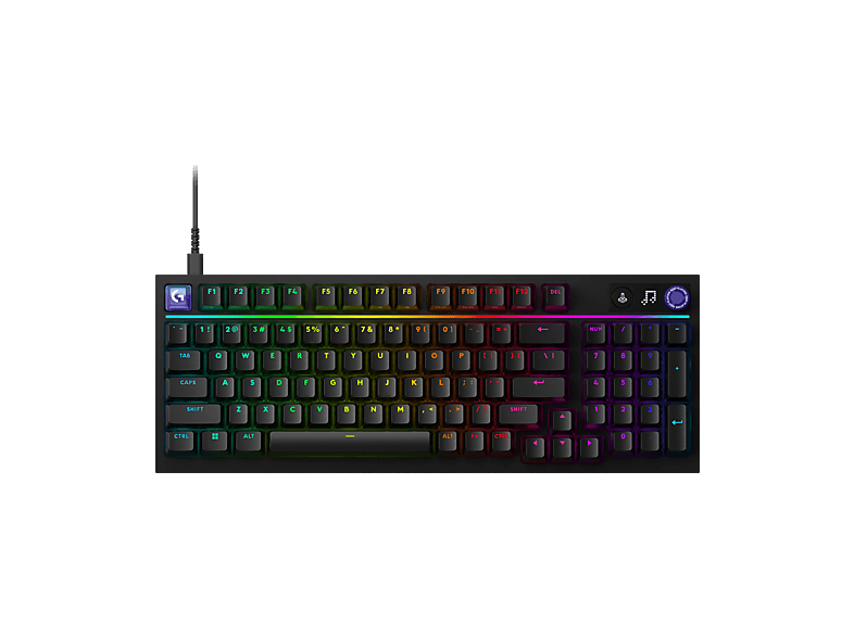Teclado gaming - Logitech G G316 X 98, Cable, 8 kHz, Pantalla LED, Interruptores intercambiables, Teclas de PBT personalizables, PC-Mac, RGB, Negro