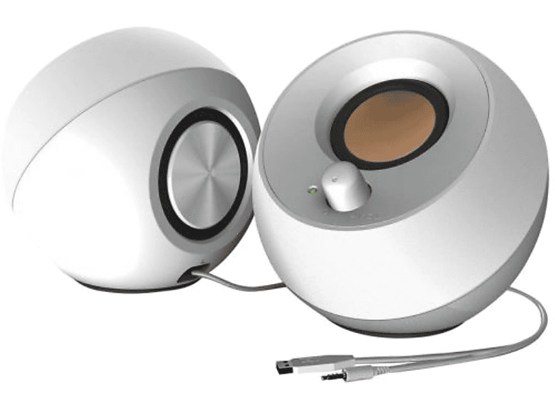 Altavoces para PC - Creative Pebble, 4.4 W, USB, 86 dB, Diseño Minimalista, 2.0 Canales, Blanco