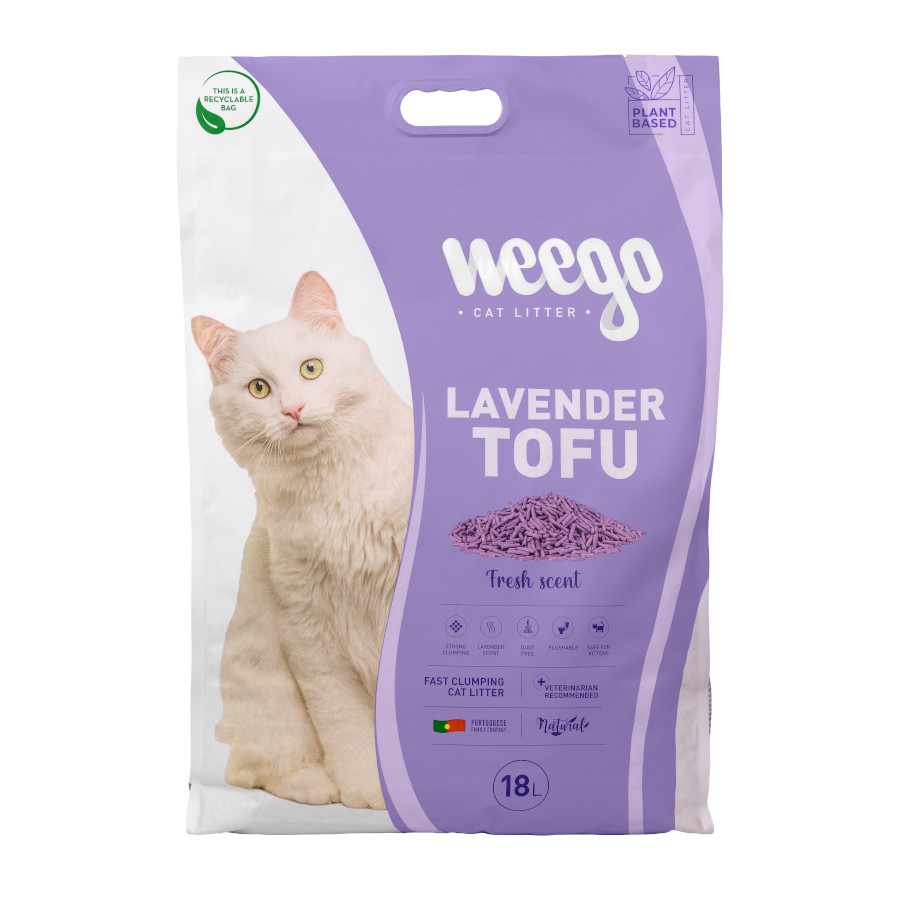 18 L Weego Lavender Tofu Arena aglomerante para gatos