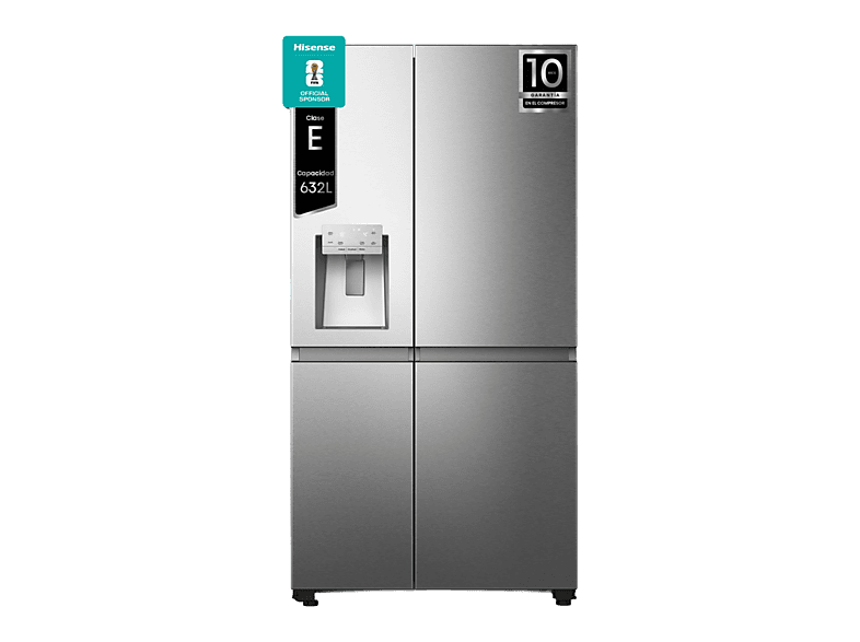 Frigorífico americano - Hisense RS818N4TIE1, No Frost, 179 cm, 636 l, WI-FI, Dispensador Agua & Hielo, Inox
