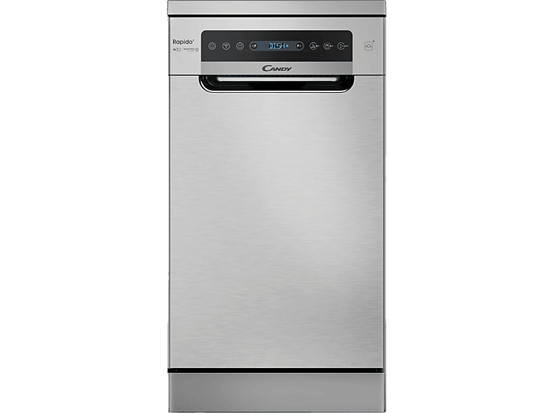 Lavavajillas compacto - Candy Rapido' CF0C7SB0FX, 10 servicios, 8 programas, 45 cm, Motor Inverter, Wi-Fi, Inox
