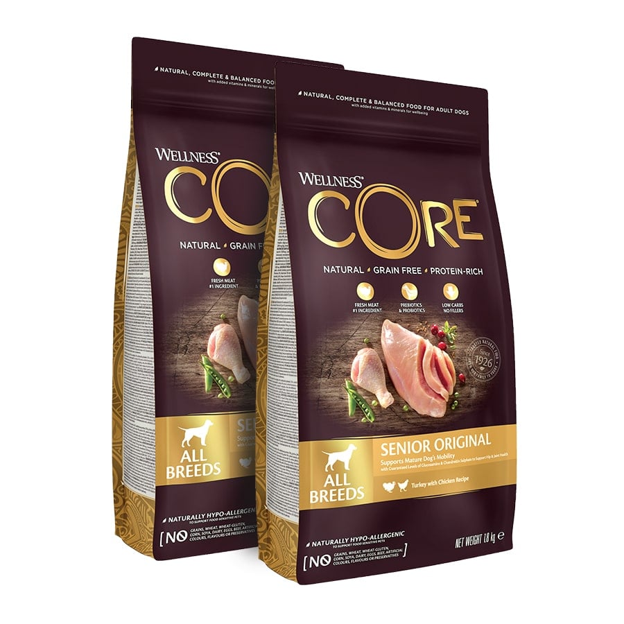 2 x 1.8 kg Wellness Core Senior Pollo y Pavo pienso para perros ¡Pack ahorro!