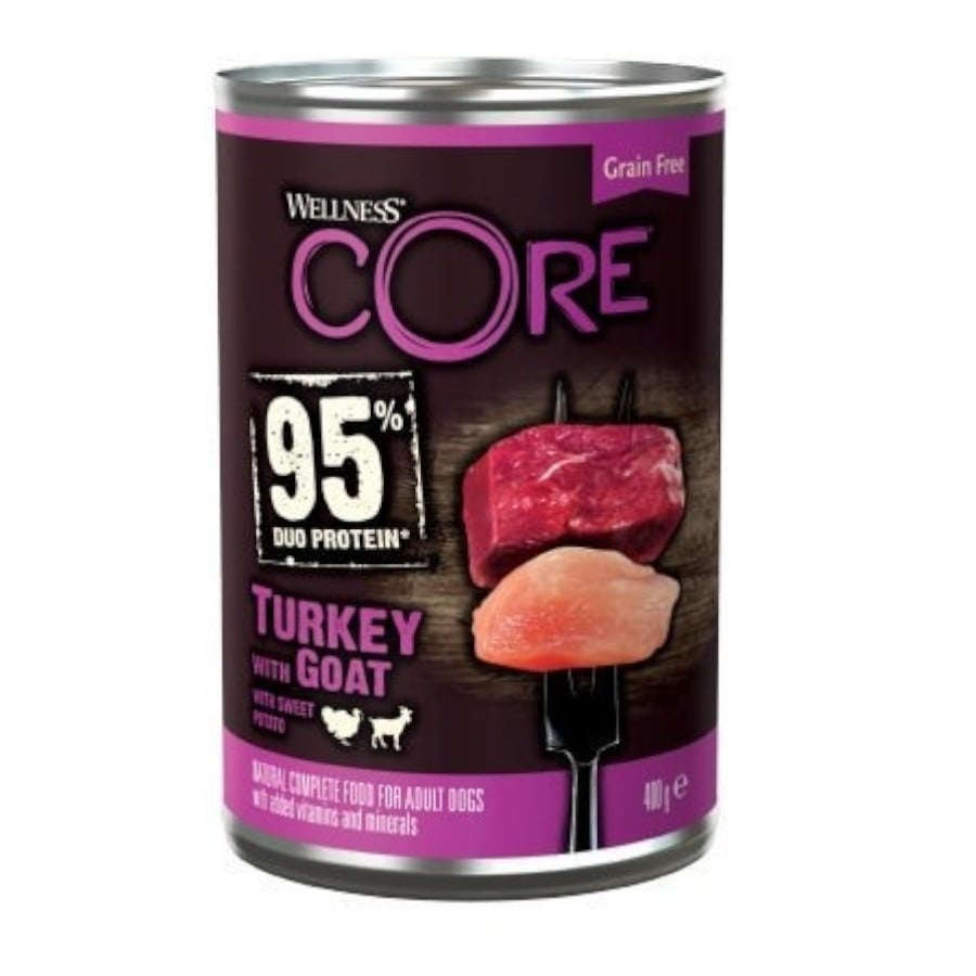 12 latas x 400 g Wellness Core Pavo y Cabra Lata para perros ¡Pack ahorro!