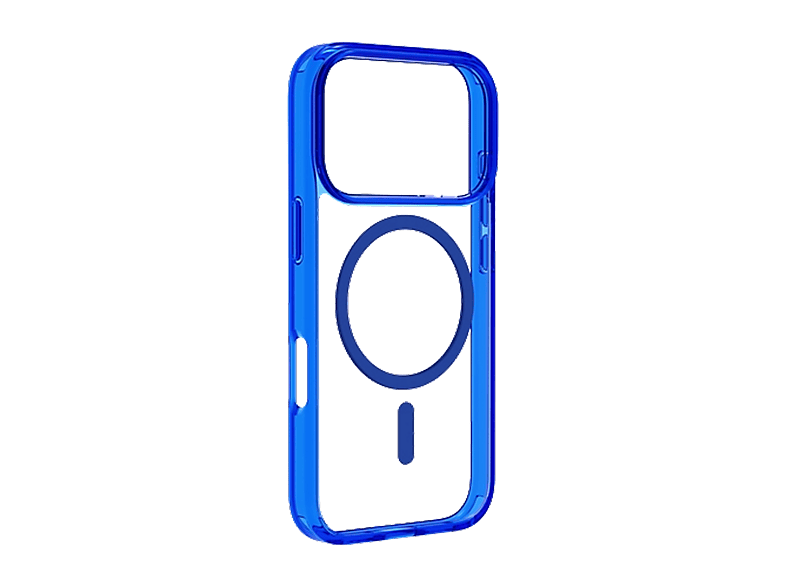 Funda móvil - CellularLine ICONIC MAG, Para iPhone 17 Pro, Ultrarresistente, MagSafe, Azul y Transparente