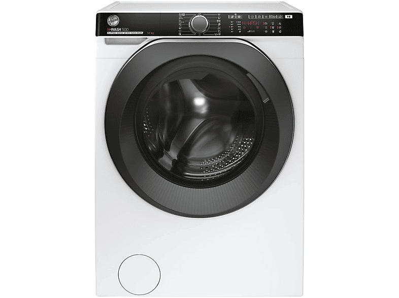 Lavadora carga frontal - Hoover H-WASH 500 HWP414AMBC/1-S, 14kg, 1400rpm, Motor Inverter, Wi-Fi, Función Vapor, Blanco