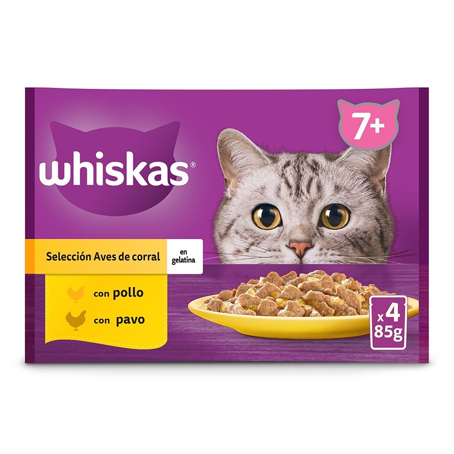12 sobres x 85 g Whiskas Selección Aves Gelatina en Bolsita para Gatos Senior ¡Pack ahorro!