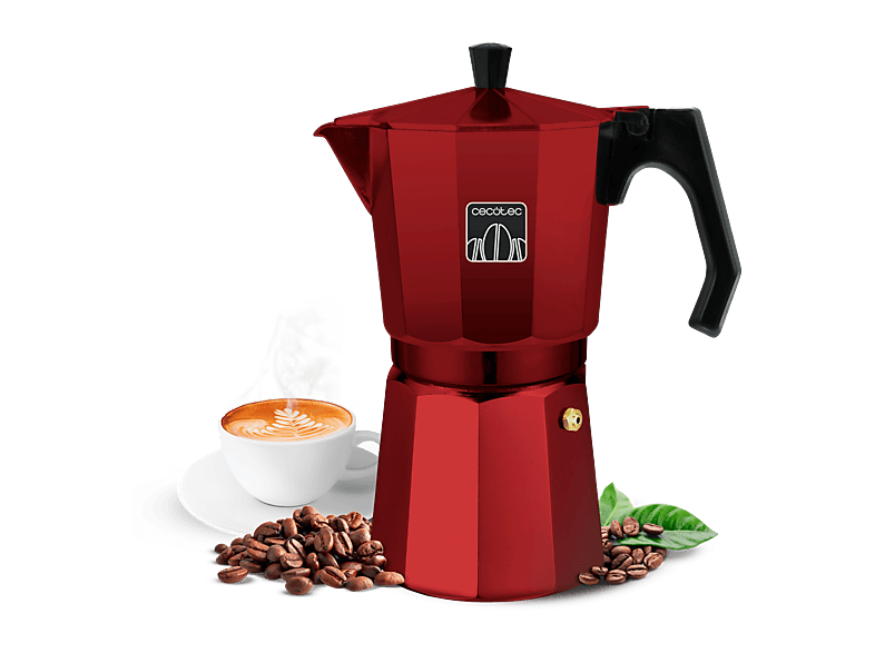 Cafetera tradicional - Cecotec Mokclassic 900 Red, Aluminio, 9 tazas (550 ml), Apta para todo tipo de cocinas, Rojo