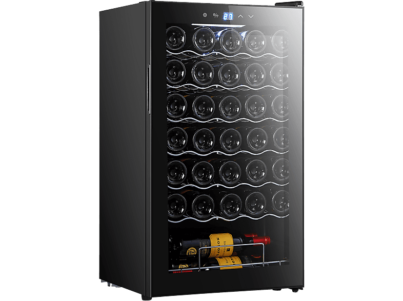 Vinoteca - Cecotec Bolero GrandSommelier 34030 Black Compressor, Compresor, Capacidad 34 botellas, Temperatura regulable, Luz LED interior,