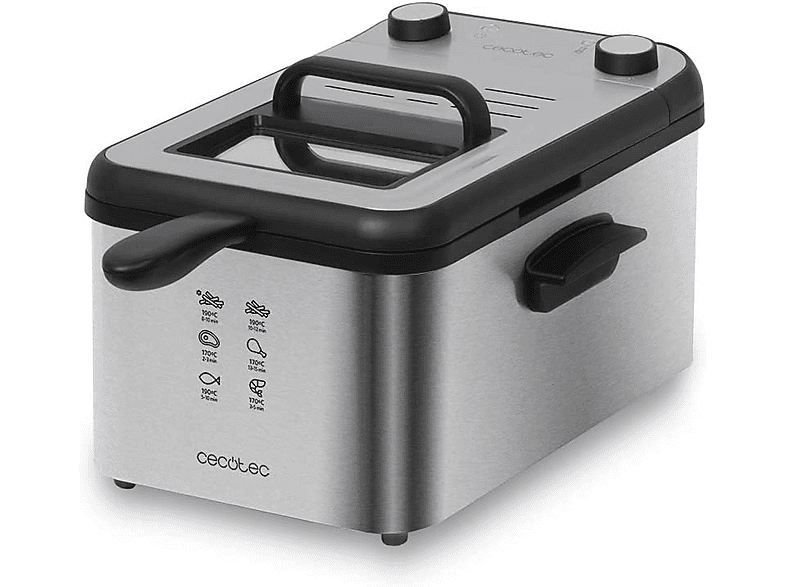 Freidora - Cecotec CleanFry Infinity 3000, 3 l, Filtro OilCleaner, 2400 W, Temporizador de 30 min, Inox