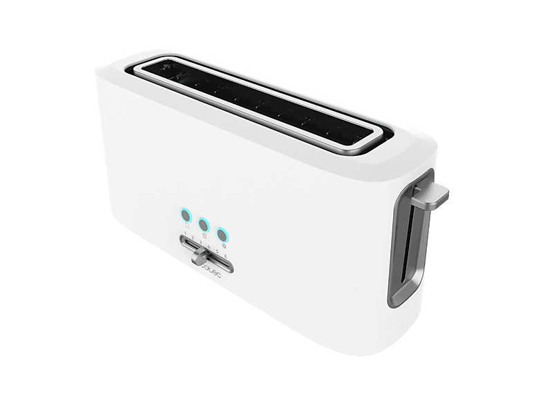 Tostadora - Cecotec Toast&Taste 10000 Extra, 980W, 1 ranura extraancha, Capacidad para 2 tostadas, 6 niveles, 3 funciones, Blanco