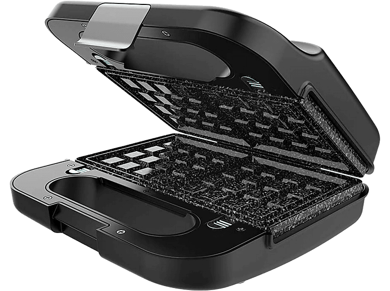 Sandwichera - Cecotec 04309, 3 placas desmontables, 1000 W, Revestimiento RockStone, Negro
