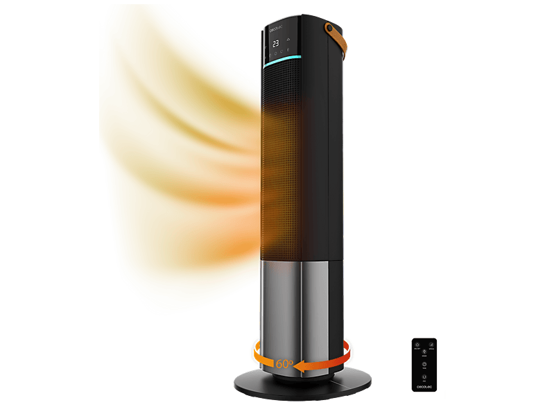 Calefactor cerámico - Cecotec ReadyWarm 2070 Max Ceramic Rotate Smart, 2000 W, 3 modos, 20 m², Oscilante, Termostato, Temporizador, Mando a distancia