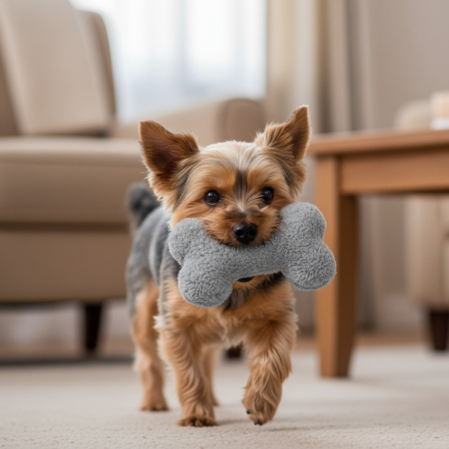 Tootoy! Hueso de Peluche con Sonido Gris para perros