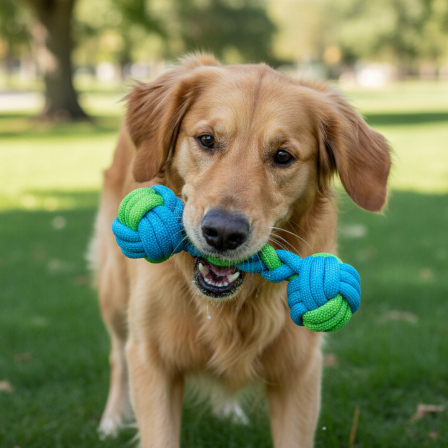 Tootoy! Hueso Mordedor de Cuerda Verde y Azul para perros