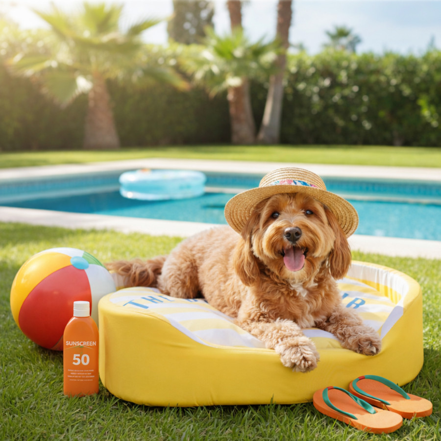 Summer Vibes Cama Refrescante Rayas Amarillo para perros