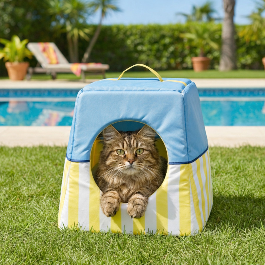 /summer-vibes-cama-cueva-azul-y-amarillo-para-gatos