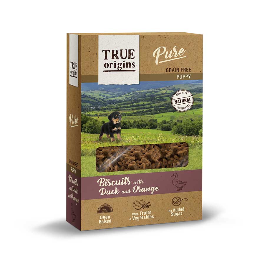 /320-g-true-origins-pure-puppy-pato-con-naranja-galletas-para-perros