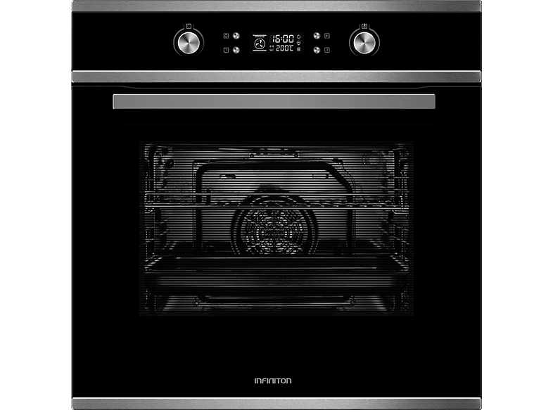 Horno - Infiniton P659AT, Multifunción, Pirolítico, 70 l, 59.5 cm Ancho, Integrable, Control Electrónico, Cristal Negro