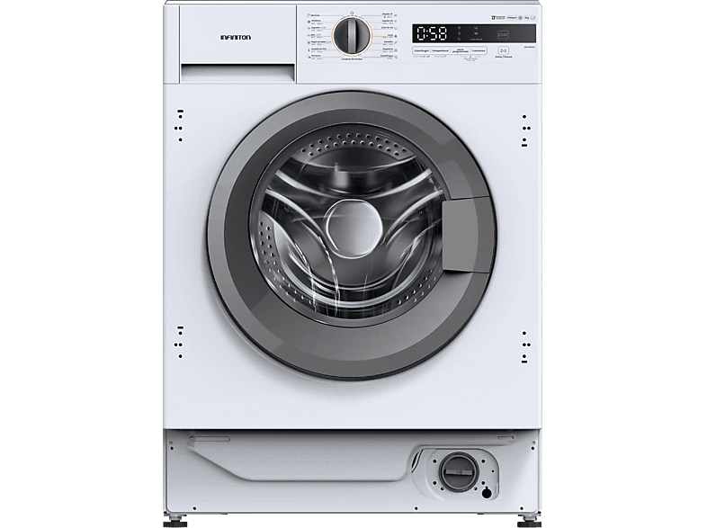 Lavadora carga frontal - Infiniton WM-B84ABN, 8 kg, 1400 rpm, 15 Programas, Inverter, Integrable, Pet Care, Sin panelar