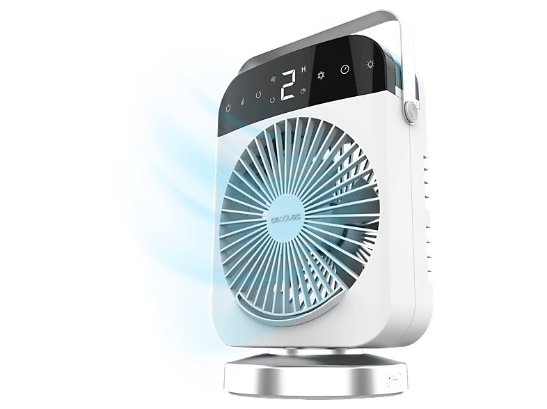 Ventilador de sobremesa - Cecotec EnergySilence 600 DeskChill Smart Rotate Ice, 300 ml, 4 velocidades, Oscilación, AutoOff, Blanco