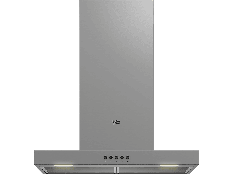 Campana decorativa - Beko BHCB61622BXH, 3 velocidades, 613 m³/h, 60 cm, Iluminación LED, Filtro de carbón, Inox