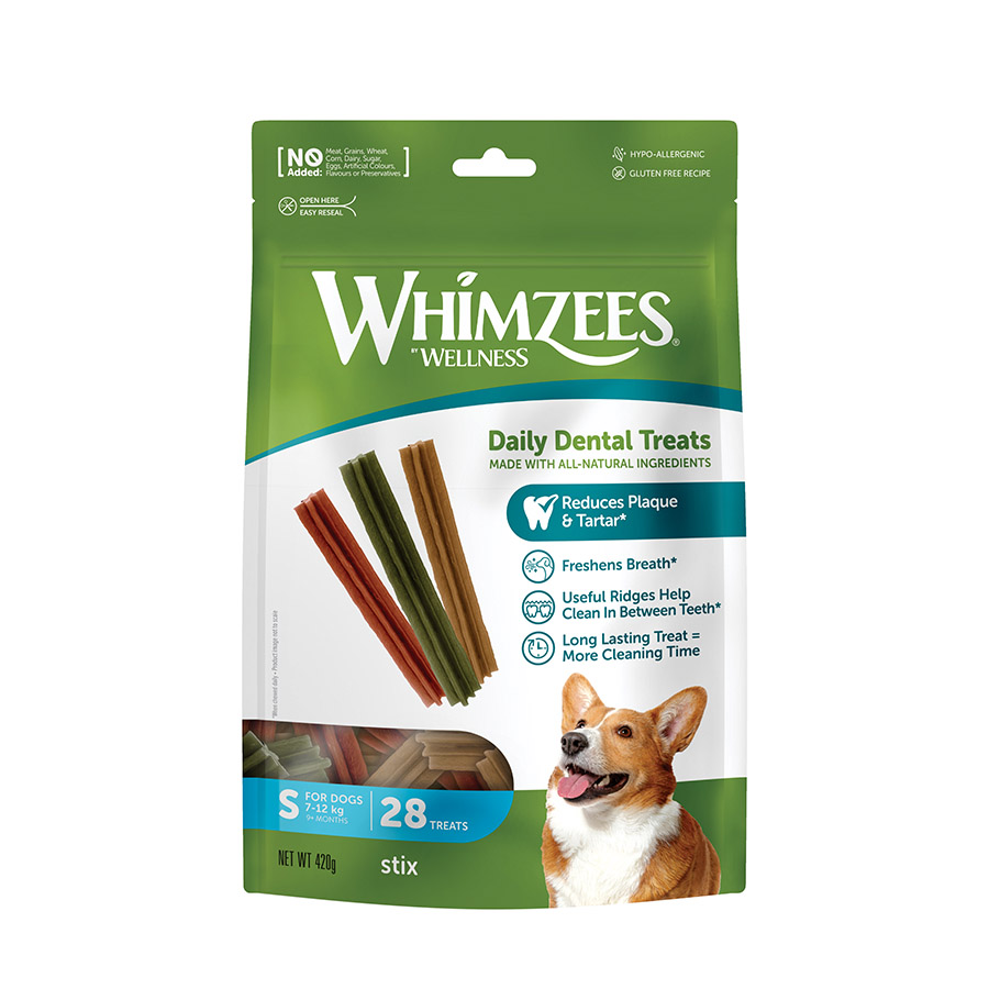 56 barritas Whimzees Snacks Dentales Stix para perros de razas pequeñas ¡Pack ahorro!