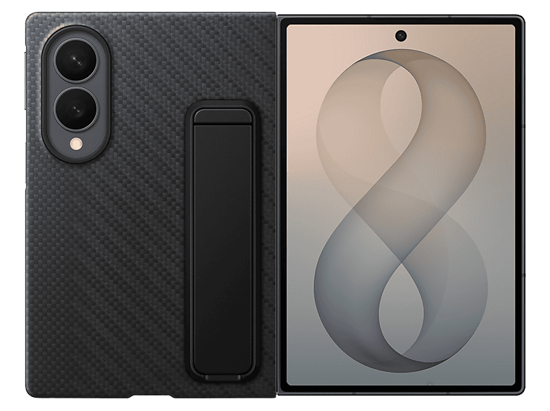 Funda móvil - Samsung Carbon Standing Case, Para Galaxy Z Fold8, Con soporte, Negra